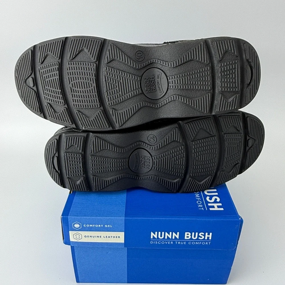 Nunn Bush Cameron Leather Comfort Gel Shoes Mens 11 W Black Tumble NIB